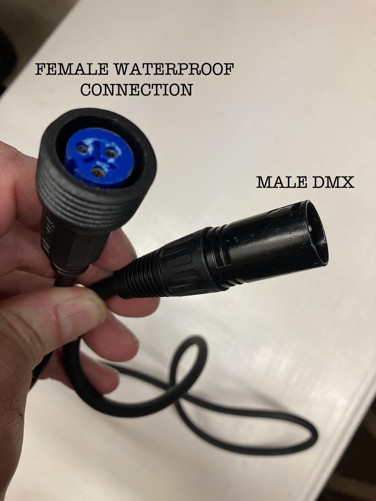 1m IP65 Outdoor Stage light Waterproof 3 pin to Regular 3 pin DMX adapter Cable - Image 2