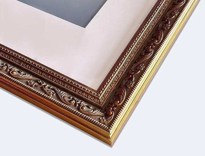 EKMAX 20X24 Inch Antique Gold Picture Frame Matted to Display a 16 x 20 Inch Photo or Painting